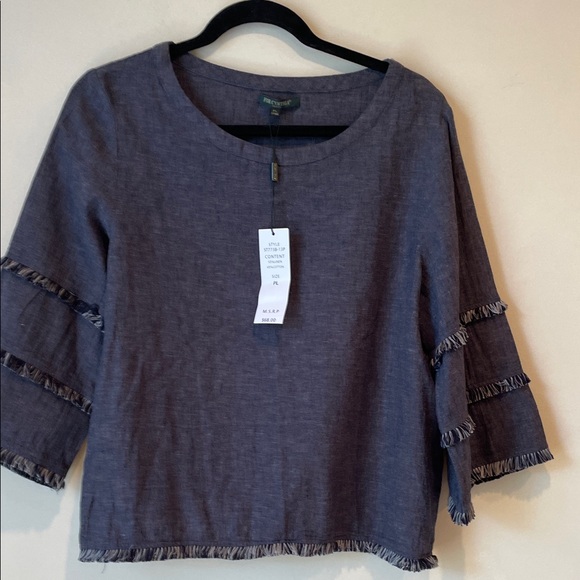 For Cynthia Indigo Fringed Blouse - Picture 1 of 9